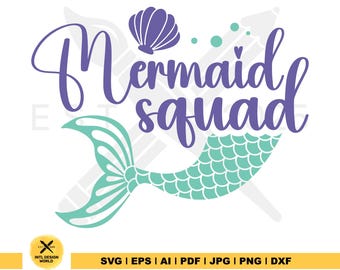 Sirène Squad SVG, clipart pour enfants d'été (téléchargement numérique)