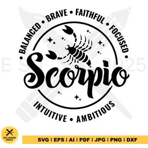 Scorpio SVG, Scorpio Astrological Sign, Digital Download, Horoscope SVG, Zodiac Signs SVG, Perfect for T-Shirts, Mugs, Birthday Decorations