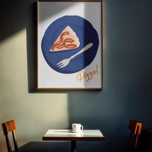 Pizza Wall Art. Food Wall Art, Restaurant Wall Art, Retro Pizza Cut, Beautiful Print, Digital Download