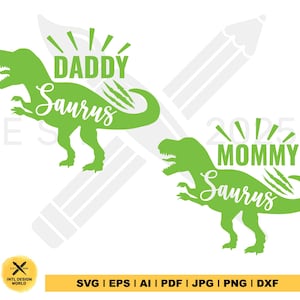 Daddy Saurus Svg, T-Rex Dinosaur Svg, Dinosaur Daddy Svg, Daddy Dino Cut Files, T Rex Shirt Design, Funny Svg, Silhouette Cricut.