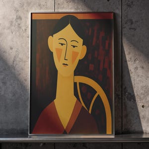 Amedeo Modigliani Woman with Hat, Abstract Woman Painting Modern Ethnic Style, Interior Digital Frame, Instant Download