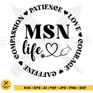 msn life svg, Registered Nurse svg, files for cricut, Nurse Shirt Design, nurse life svg, Instant Download, Nurse Graduation PNG