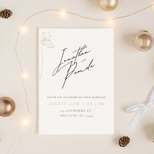 Modern Script Wedding Invitation Template | Minimalist Canva Wedding Card | Elegant Editable Invite | Instant Download