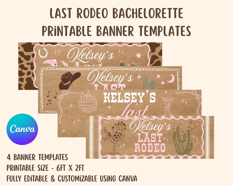 Last Rodeo Banner Template Package - Set of 4 | Digital Customizable ...