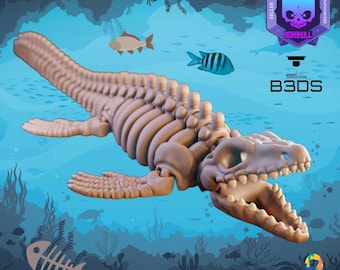 Articulated, Realistic, Skeleton Mosasaurus Dinosaur 3D Printed