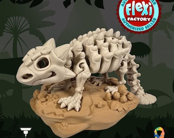 Articulated Skeleton Ankylosaurus Dinosaur, 3D Printed, with Optional Display Stand, Two Sizes Available
