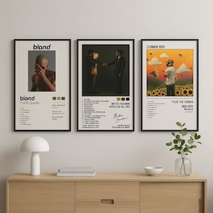 3 Poster di copertina di album personalizzati / Stampa musicale personalizzata / Scegli il tuo album preferito / Arte murale con tracklist / Decorazione minimalista / Amante della musica