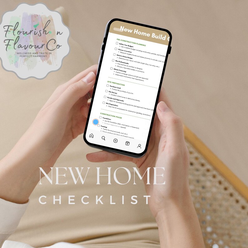 New Home Build Checklist Planner for Budget Design Construction and ...