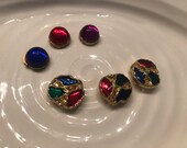 6 vintage jewel tone gem button covers