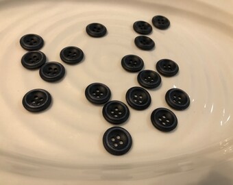 All the same - 18 vintage dark blue 4 hole buttons
