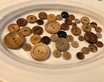 Two Hole Buttons - 40 assorted wooden 2 hole buttons