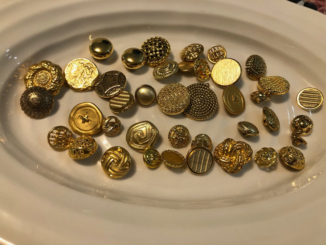 Gold Shank Buttons 40 assorted gold shank buttons Etsy