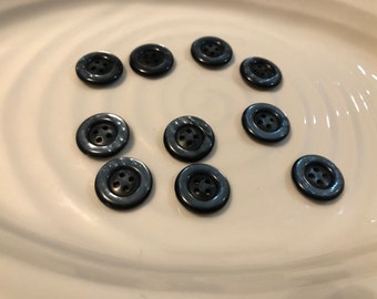 All the same - 10 vintage blue 4 hole buttons