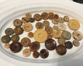 Two Hole Buttons - 40 assorted wooden 2 hole buttons