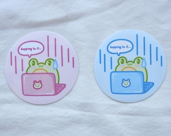 Hopping to it | kawaii frog sticker | bullet journal, journaling, scrapbooking, stationery, planner