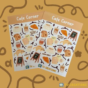 Cafe Corner Sticker Sheet | aesthetic cafe coffee stickers, bullet journal, journaling, scrapbooking, stationery, planner