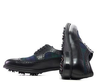 Handmade Artisan Tartan Golf Shoes: The Black Watch - Unparalleled Tradition, Quality, and Comfort