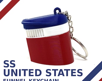 SS United States Funnel Keychain - 3D Printed Ocean Liner Memorabilia