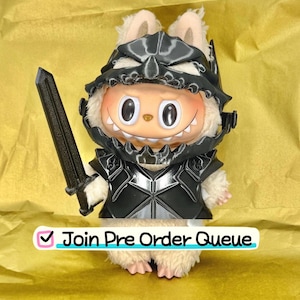LABUBU Berserk Armor Set: Helmet, Armor, Sword, for 17cm Plush Doll