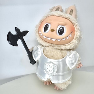 Labubu Axe Halberd! Medieval Accessory for 17cm Vinyl Plush Doll Monster! DND Inspired Loot Gear