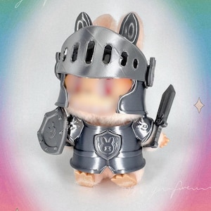 Conjunto de traje de cavaleiro para chaveiro de pelúcia, conjunto de fantasia: capacete, armadura, espada apenas