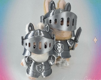Mini Knight Outfit Set for Keychain plush doll costume set: Helmet Armor only | Free Gift Box Included