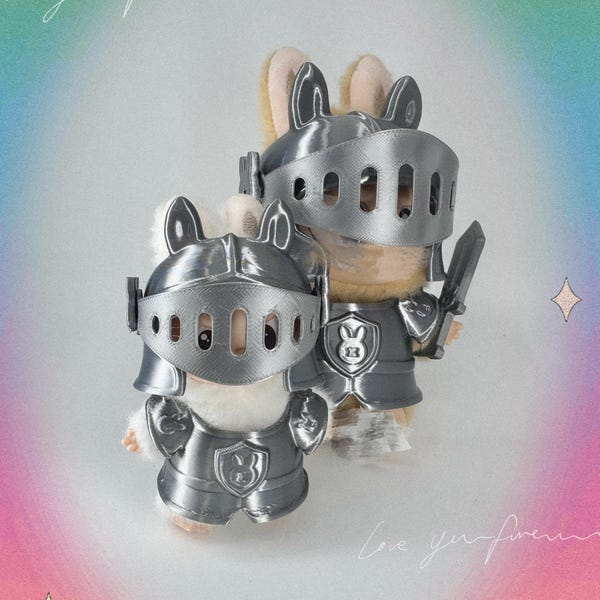 Mini Knight Outfit Set for Keychain plush doll costume set: Helmet Armor only
