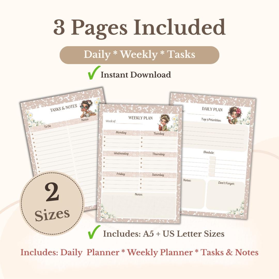 Teacher Notepad Printable, Daily Weekly Planner, Tasks Notes (digital ...
