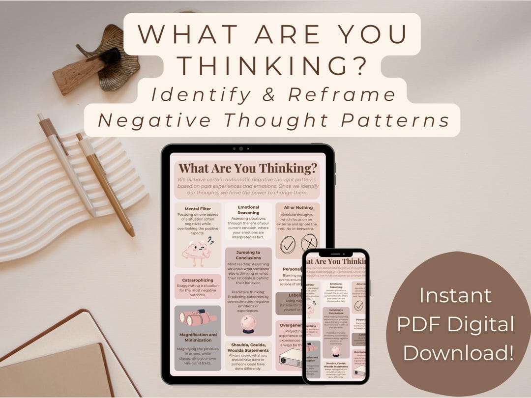 Reframe Card.pdf CBT Thinking Mistakes | 2-page Digital PDF | Identify & Reframe ...