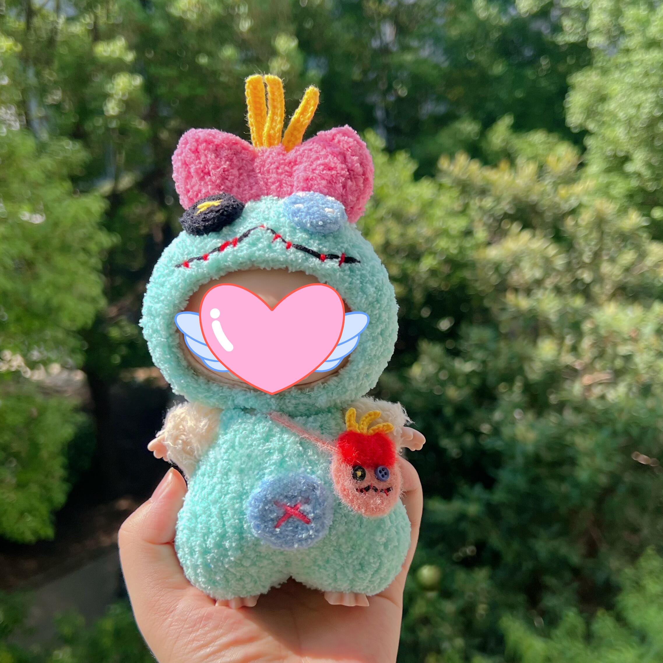 Custom Handmade Crochet Labubu Clothes: Fits Gen 1/2/3 (17cm), Customizable colors for Labubu lovers， Custom Labubu Accessories