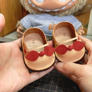 Handmade Genuine Leather，Original design，38cm labubu Doll Shoes，Fits Soft Vinyl Dolls like Labubu，labubu Accessories，Doll Not Included