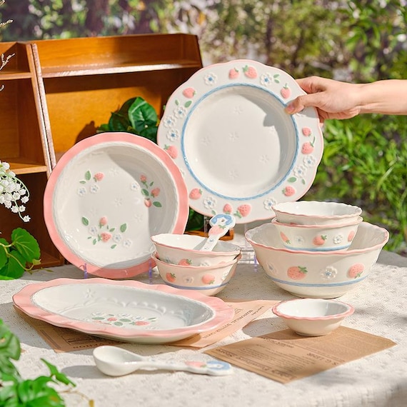 Elegant Pottery Tableware,Vintage Underglaze Hand Painted Ceramic