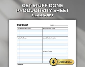 Men's Productivity Planner: Get Stuff Done Sheet - Law of Attraction (PDF Download)