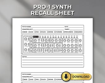 PRO-1 Synth Recall Sheet – Printable Patch Template for Behringer PRO-1 – PDF Download