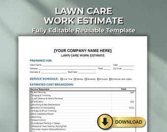 Lawn Care Estimate Template: Landscaping Service Quote (PDF, Word, Numbers Format)