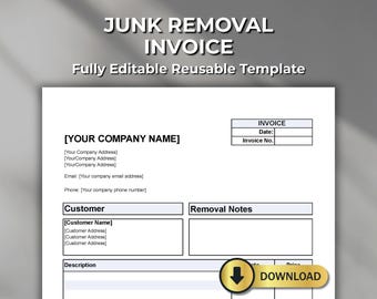 不用品回収請求書テンプレート - 運搬領収書 - PDF、Word、Excel、Numbers - 編集・印刷可能