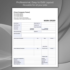 Flooring Installer Work Order Template: Job Form (PDF, Word, Excel ...