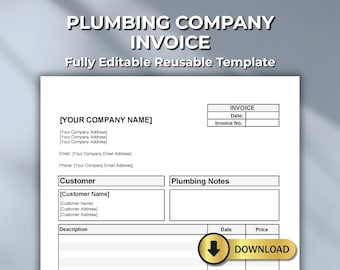 Plumber Invoice Template: Editable PDF, Word, Excel & Numbers | 2025 Version (Digital Download)
