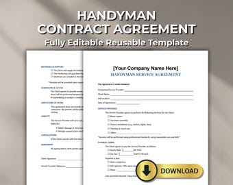 Plantilla de contrato de servicios de mantenimiento: Contrato editable para reparaciones del hogar (PDF y Word)