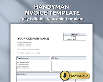 Handyman Invoice Template: Fillable PDF, Word, Excel & Numbers