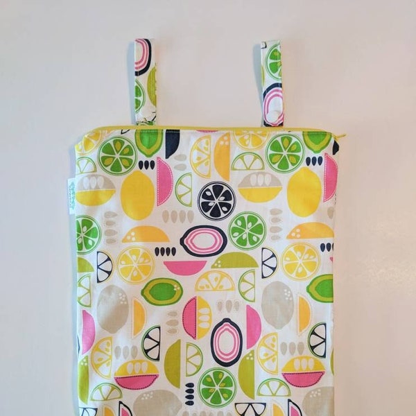 Hanging Kitchen Wet Bag / Kitchen Catch-all with Convertible Straps by Seweco in Fresh Fruit