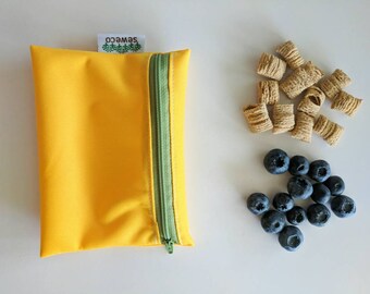 SewEco Reusable Zippy Snack & Sandwich Bag Pouch - Yellow Gold - *new* YOU CHOOSE ZIPPER colour!