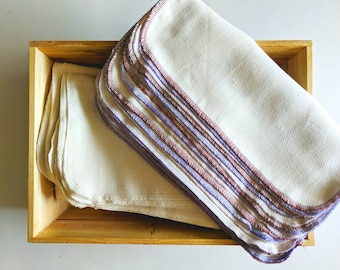 Paperless Towels by the Dozen - UnPaper - Cotton Birdseye + Unbleached Cotton - Grape - MADE TO ORDER