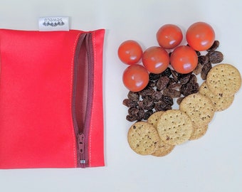 SewEco Reusable Zippy Snack & Sandwich Bag Pouch - Red - *new* YOU CHOOSE ZIPPER colour!