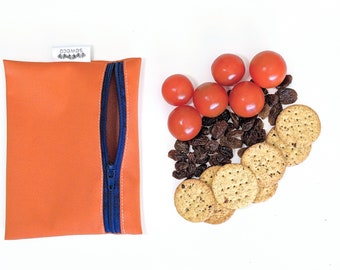 SewEco Reusable Zippy Snack & Sandwich Bag Pouch - Orange - *new* YOU CHOOSE ZIPPER colour!