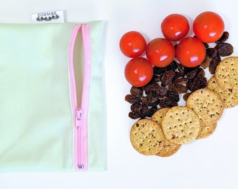 SewEco Reusable Zippy Snack & Sandwich Bag Pouch - Celery Green - *new* YOU CHOOSE ZIPPER colour!