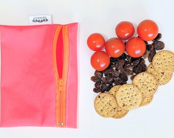 SewEco Reusable Zippy Snack & Sandwich Bag Pouch - Watermelon Pink - *new* YOU CHOOSE ZIPPER colour!