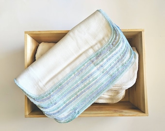 Paperless Towels by the Dozen -  UnPaper Paper Towels -  Cotton Birdseye - Unbleached Cotton - Blues MADE TO ORDER