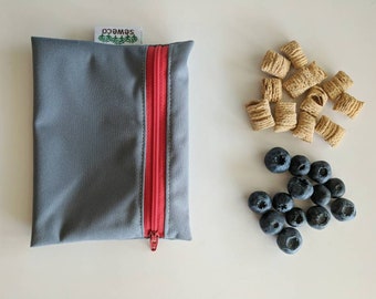 SewEco Reusable Zippy Snack & Sandwich Bag Pouch - Gray - *new* YOU CHOOSE ZIPPER colour!