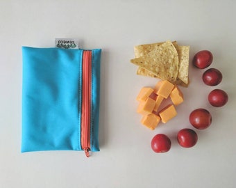SewEco Reusable Zippy Snack & Sandwich Bag Pouch - Blue  Danube - *new* YOU CHOOSE ZIPPER colour!